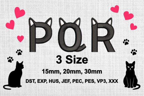 Cat Ears Embroidery Font Alphabet P Q R: A Playful Touch for Small Business Branding