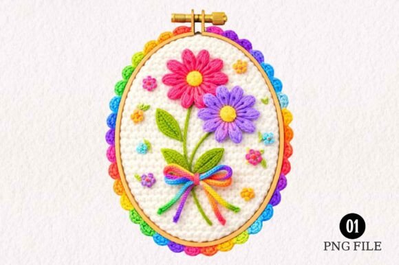 Colorful Floral Embroidery Hoop Clipart Review for Small Business Branding