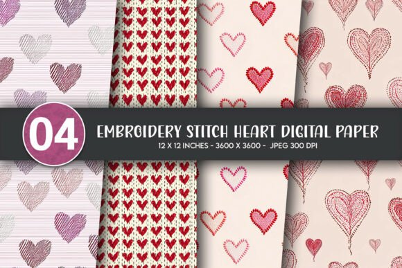 Embellishing Holidays: Reviewing Embroidery Stitch Heart Digital Paper