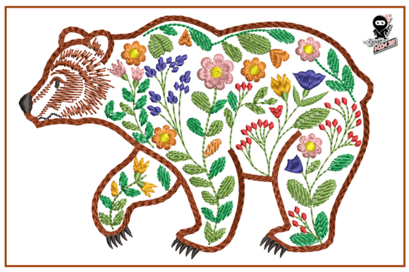 Floral Bear: A Charming Touch for Personalized Embroidery Gifts