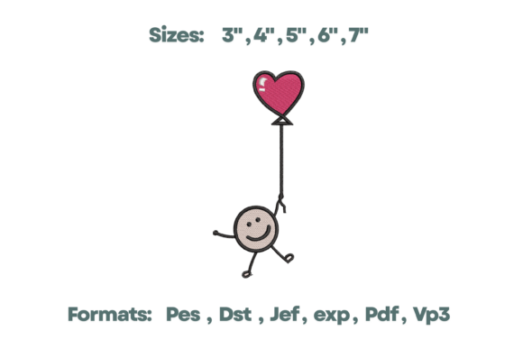 Heart Balloon Stick Figure Embroidery Review