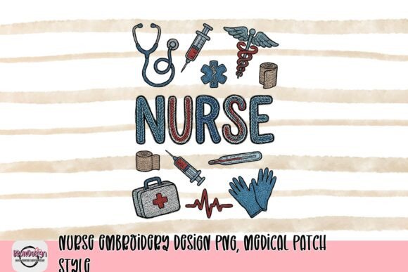 Nurse Embroidery Design PNG, Medical Patch Style