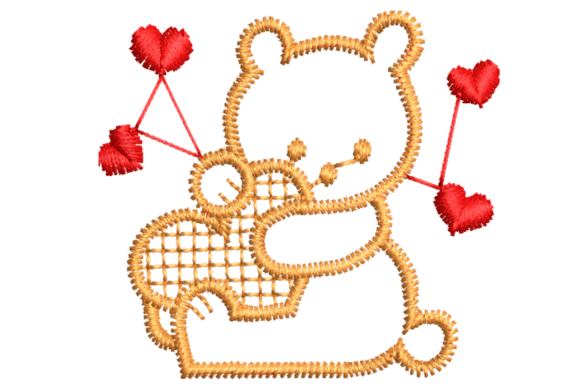 Teddy Bear Holding a Heart Embroidery