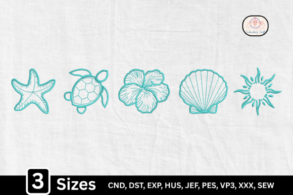 Tropical Summer Ocean Beach: A Coastal Embroidery Design for Boutique Sweatshirts
