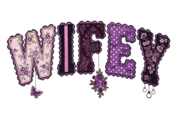 Wifey Purple Lace Floral Embroidery PNG Review