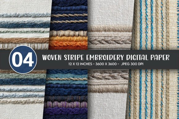 Woven Stripe Embroidery Digital Paper